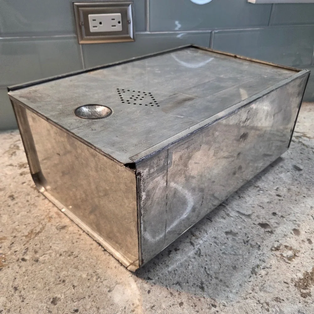 Vintage Galvanized Metal Bread Box Rustic Farmhouse Sliding Lid Kitchen Storage